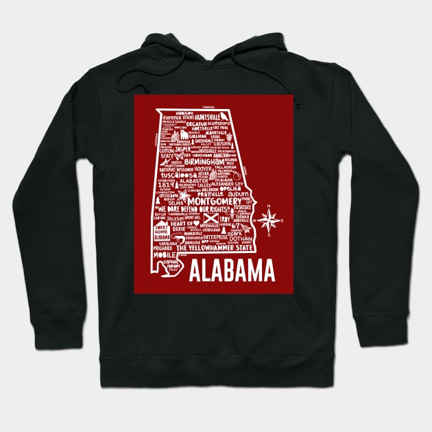 Alabama Map Hoodie by fiberandgloss